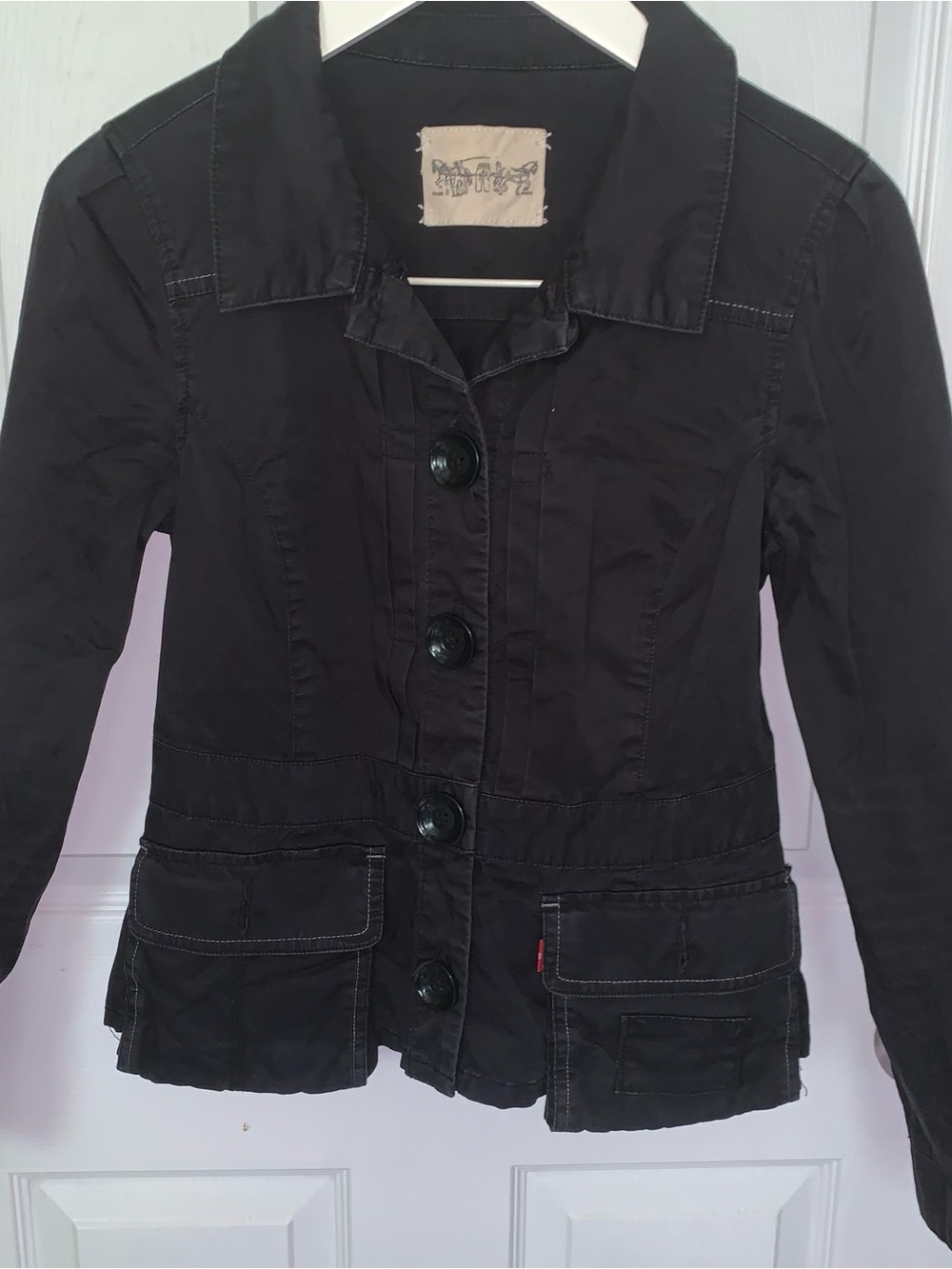 Levi's Black Button-Front Jean Jacket with Flap Pockets